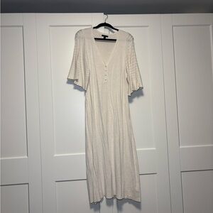 RW&CO. Cream Midi Dress with Button Detail